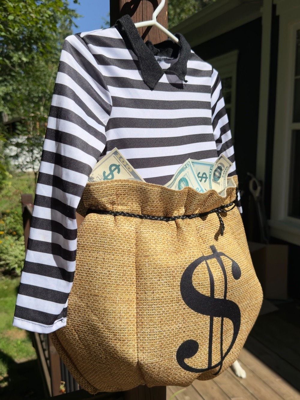 💰 Baby Bank Robber Money Bag Halloween Costume Black White | 6-9 Months - Picture 4 of 7
